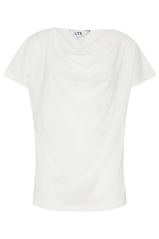  LTS Tall White Textured Cowl Neck Top