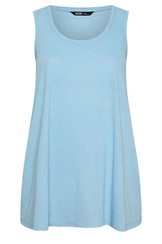 YOURS Plus Size Blue Linen Vest Top | Yours Clothing 5