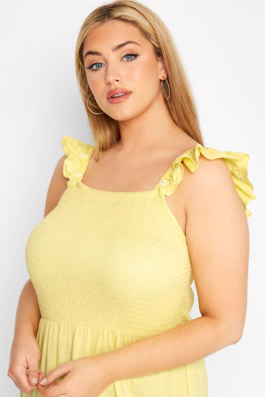 Curve Yellow Shirred Frill Sleeve Vest Top_DR.jpg