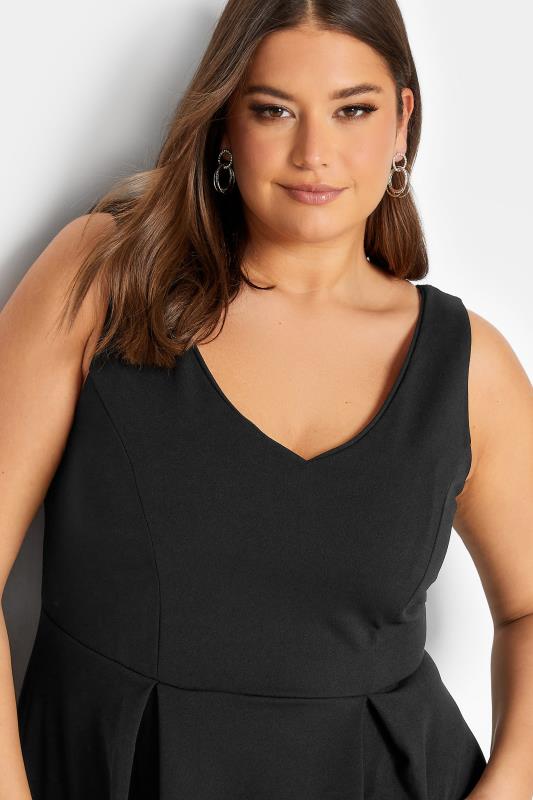 YOURS LONDON Plus Size Black High Low Pleated Midi Dress | Yours Clothing 4