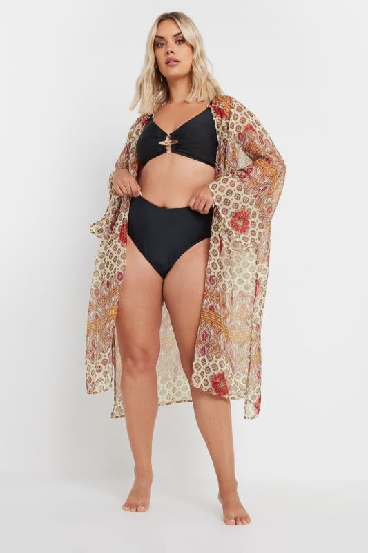 Plus Size  YOURS Curve Red Paisley Print Beach Shirt