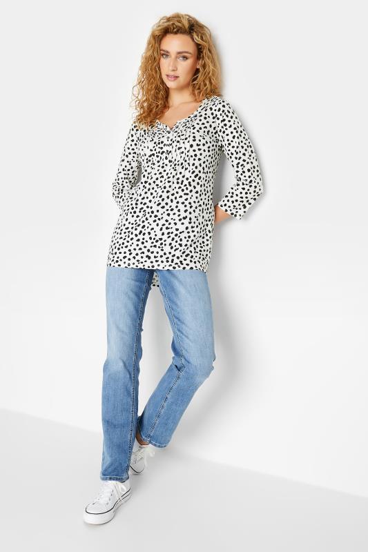 LTS Tall Women's White Dalmatian Print Henley Top | Long Tall Sally 2