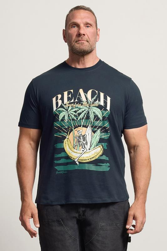  JACK & JONES T-shirt bleu marine à imprimé graphique « Beach »