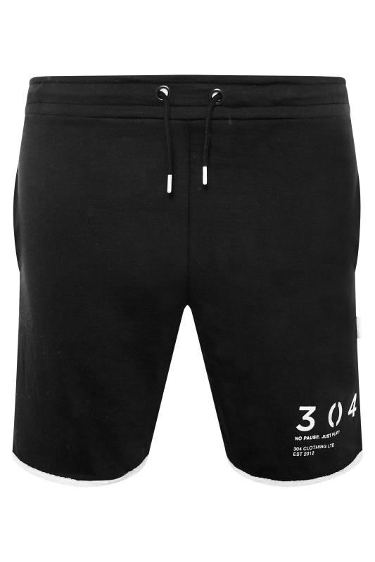 304 CLOTHING Black Raw Edge Jogger Shorts_F.jpg