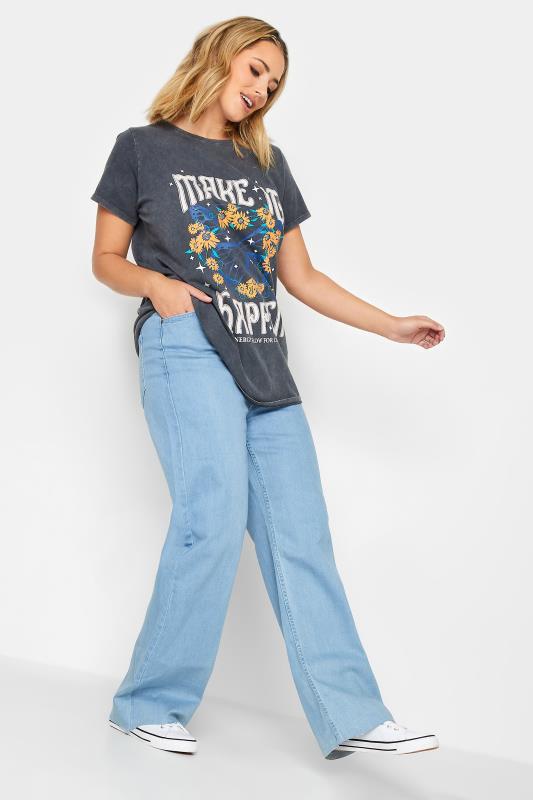 Plus Size Blue Stretch Wide Leg Jeans | Yours Clothing 2