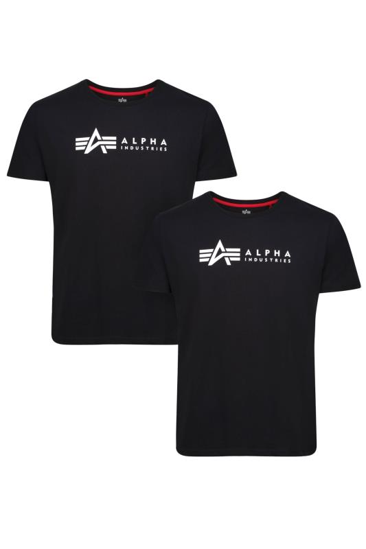 ALPHA INDUSTRIES Big & Tall 2 PACK Black Logo T-Shirts 4