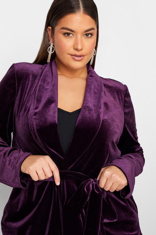 LTS Tall Women's Purple Velvet Belted Blazer | Long Tall Sally 4