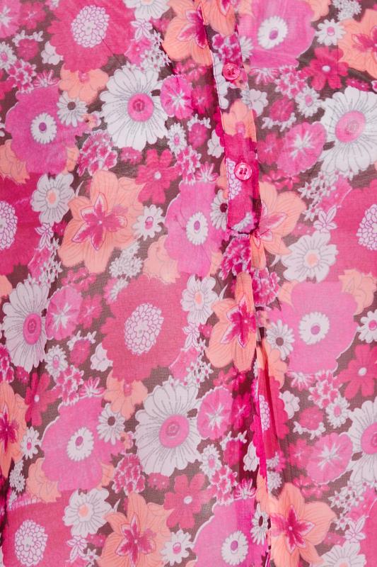 Plus Size Pink Floral Print Batwing Blouse | Yours Clothing  5