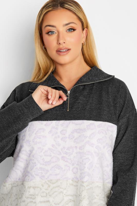 YOURS LUXURY Plus Size Black Soft Touch Zip Neck Jumper | Yours Clothing 2
