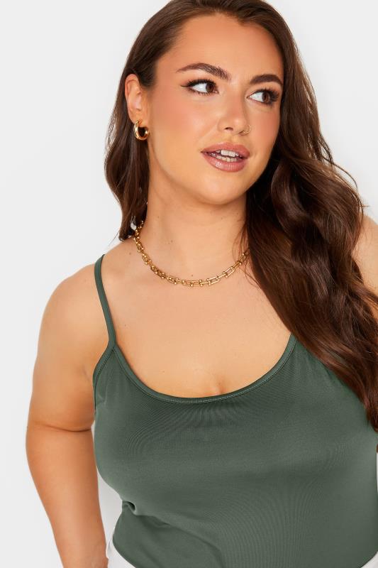YOURS Curve Khaki Green Strappy Vest Top | Yours Clothing 4