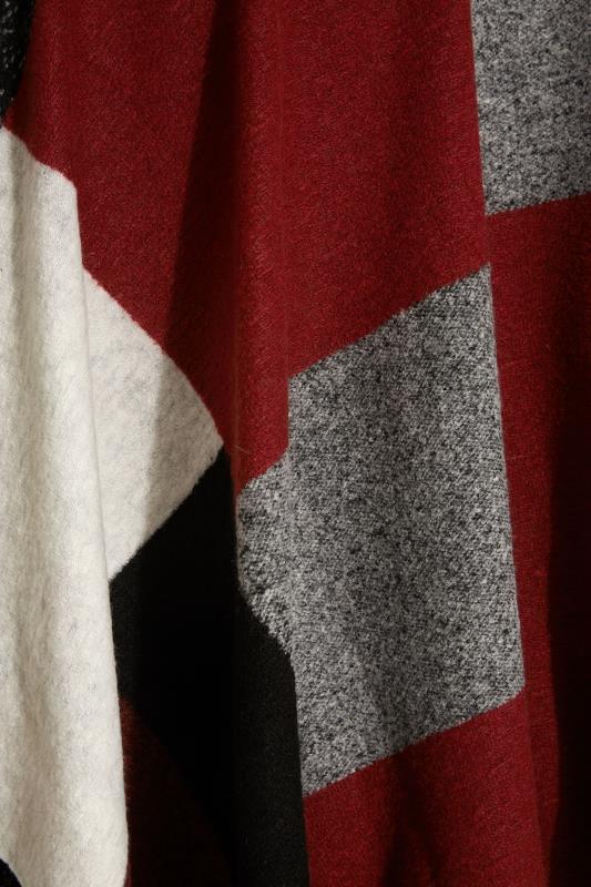 Grey & Red Colour Block Knitted Wrap Shawl_S.jpg