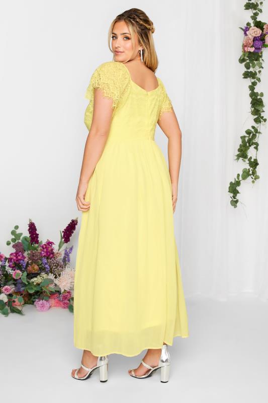 YOURS LONDON Plus Size Yellow Lace Detail Wrap Maxi Dress | Yours Clothing 3