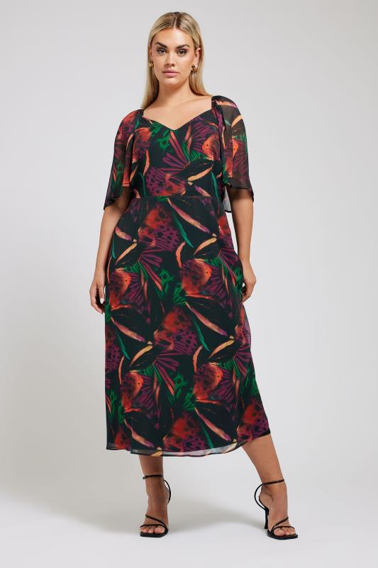 YOURS LONDON Plus Size Black Butterfly Print Maxi Dress | Yours Clothing 1