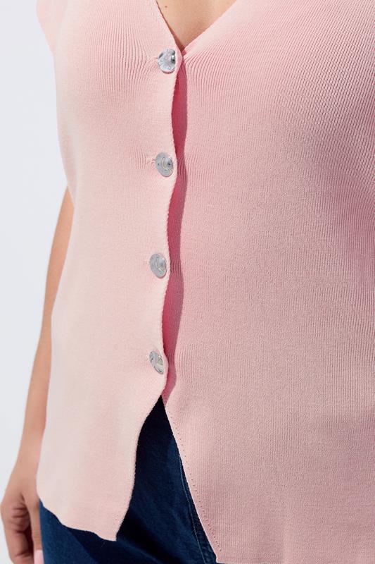 LIMITED COLLECTION Plus Size Light Pink Short Sleeve Knitted Top | Yours Clothing 4