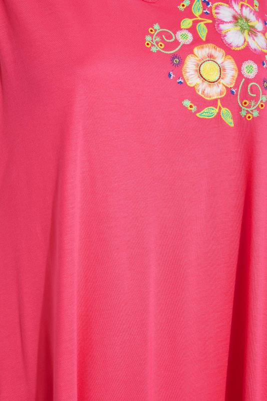 Curve Pink Embroidered Floral Detail Vest Top 5