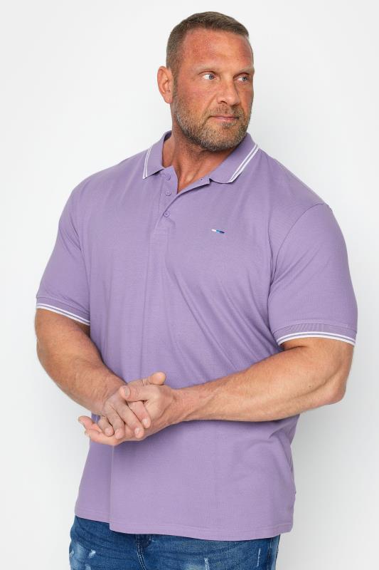  Grande Taille BadRhino Big & Tall Purple Tipped Polo Shirt