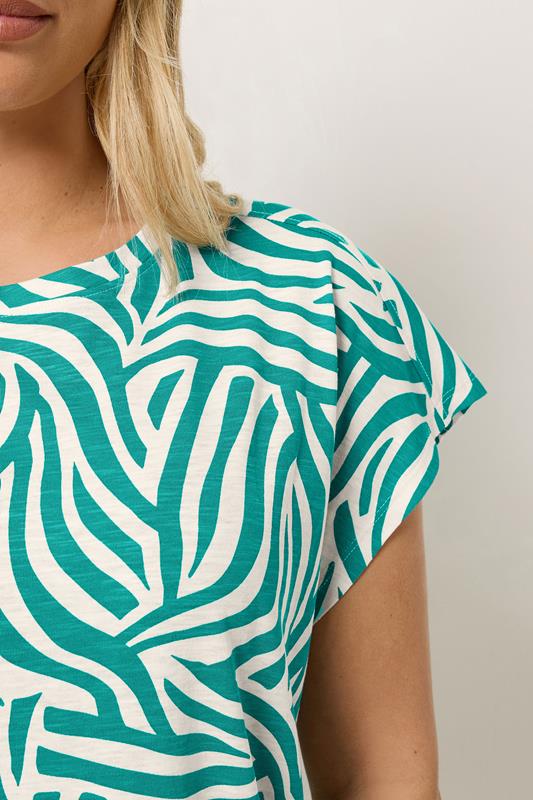 YOURS Plus Size Teal Blue Zebra Print T-Shirt | Yours Clothing 4