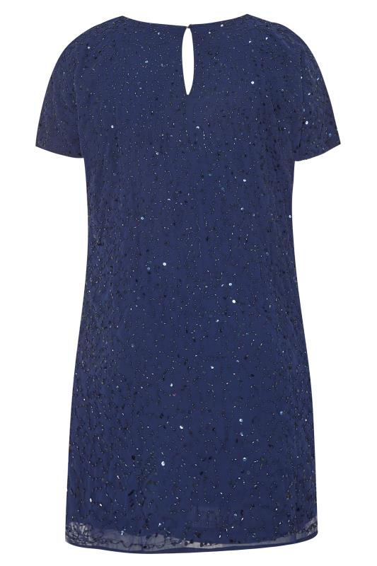 LUXE Curve Navy Sequin Embellished Cape Dress 6