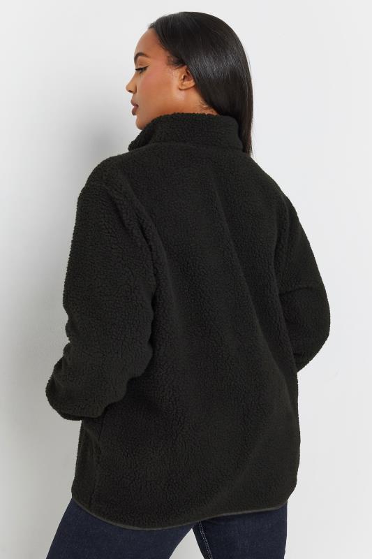 YOURS Plus Size Black Pocket Teddy Fleece Jacket | Yours Clothing 2