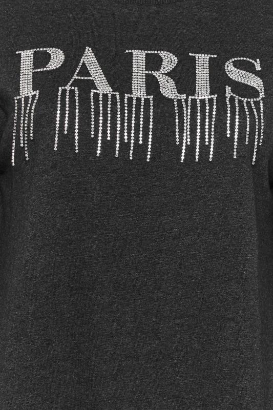 YOURS LUXURY Plus Size Charcoal Grey 'Paris' Diamante Embellished Sweatshirt | Yours Clothing 6