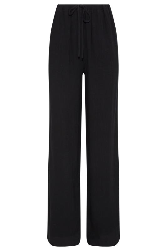 LTS Tall Black Linen Blend Wide Leg Trousers 4