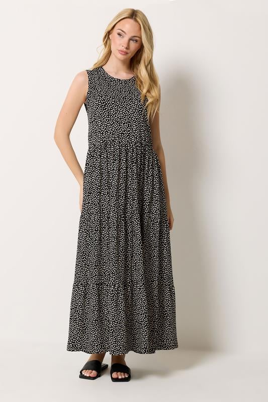  M&Co Black Dot Print Cotton Midi Dress