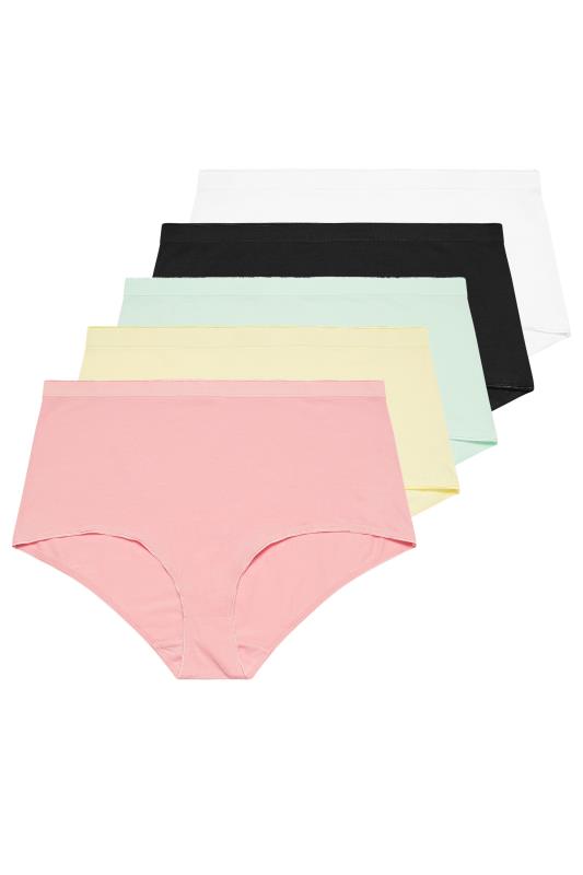 YOURS Plus Size 5 PACK Pink & Yellow Pastel Full Briefs | Yours Clothing 3