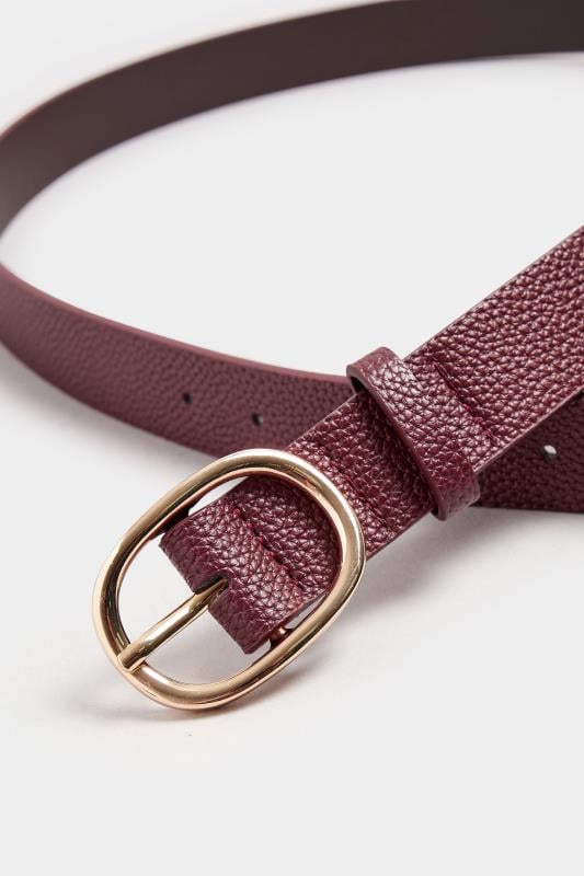 Burgundy Red Oval Buckle Belt | Yours Clothing 3