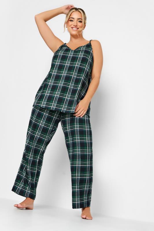 YOURS Plus Size Green Tartan Check Cami Pyjama Top | Yours Clothing 3