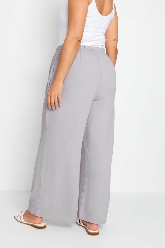 YOURS Plus Size Grey Twill Wide Leg Trousers | Yours Clothing 4