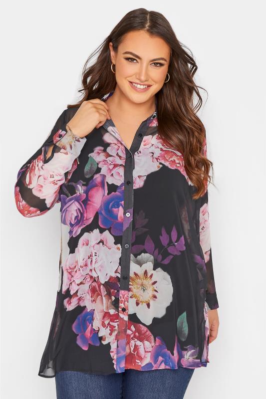 Plus Size LUXE Black Embellished Sweetheart Blouse | Yours Clothing