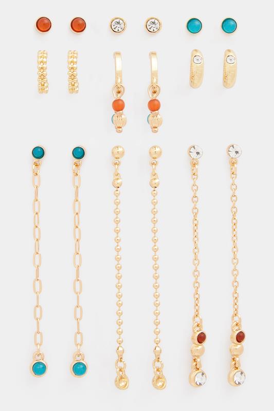  Lot de 9 paires de boucles d'oreilles dorées variées
