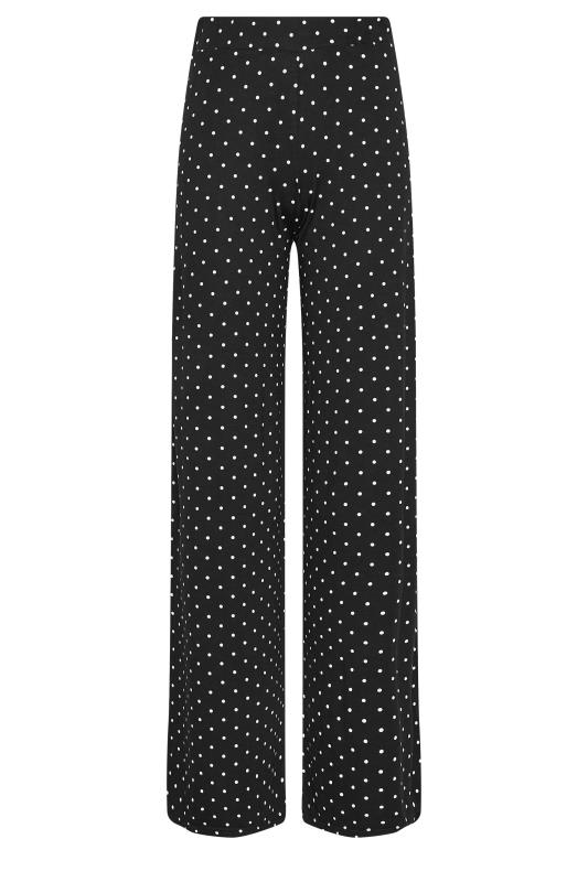 LTS Tall Black Polka Dot Print Wide Leg Trousers | Long Tall Sally 4