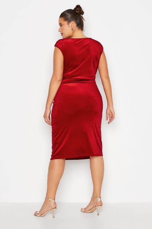 LTS Tall Women's Red Cowl Neck Velvet Midi Dress | Long Tall Sally 3