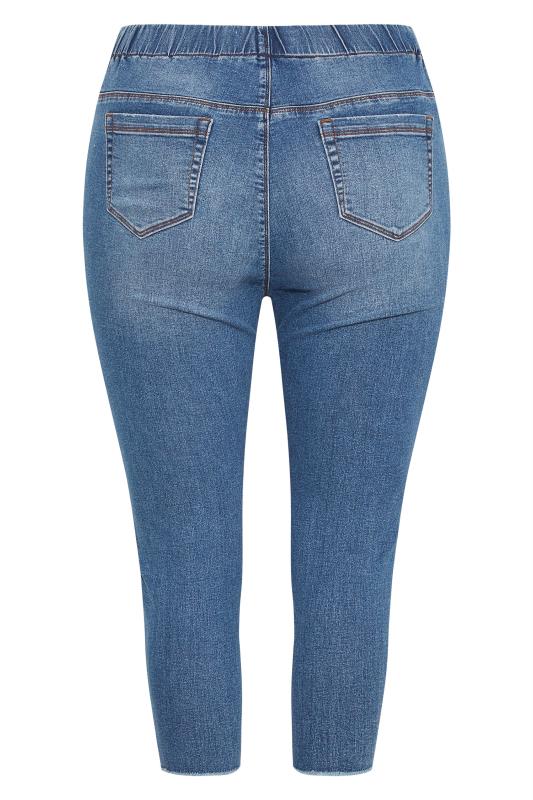 YOURS FOR GOOD Curve Blue Rip & Repair Cropped JENNY Jeggings 5