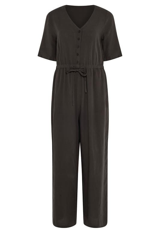 M&Co Petite Chocolate Brown Tie Waist Jumpsuit | M&Co 5