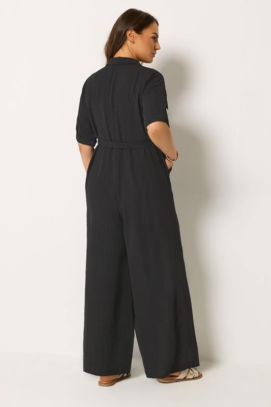 YOURS Plus Size Black Button Front Jumpsuit | Yours Clothing 2