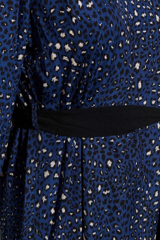 YOURS LONDON Plus Size Blue Animal Print Ruffle Neck Dress | Yours Clothing 5