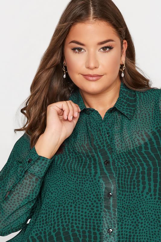 Curve Green Snake Print Shirt | Yours Clothing 4