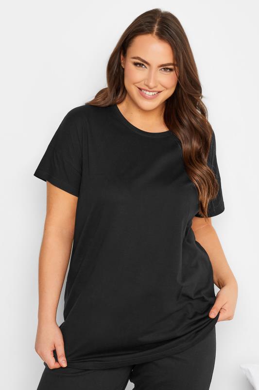 YOURS Curve Plus Size 2 PACK Black Pyjama Tops | Yours Clothing  2