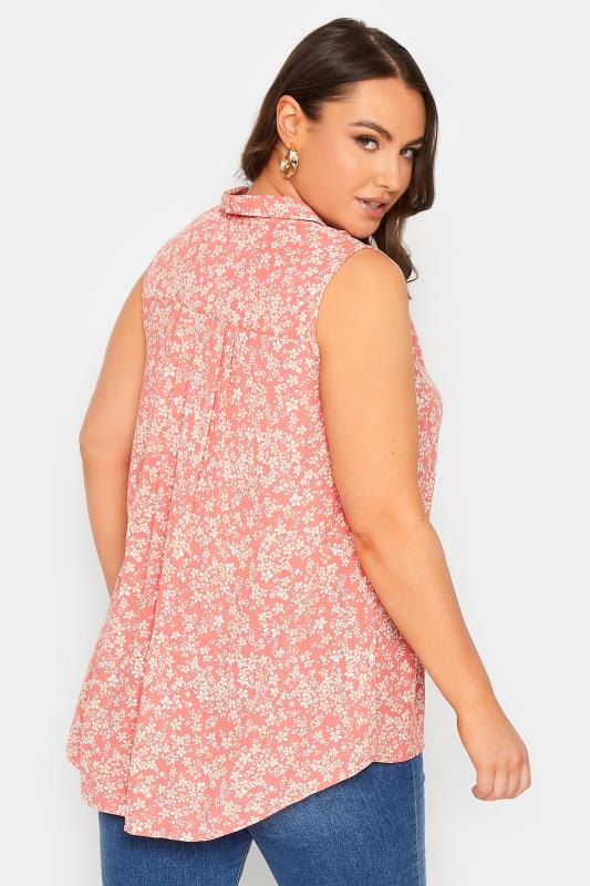 YOURS Plus Size Pink Ditsy Floral Print Blouse | Yours Clothing 3