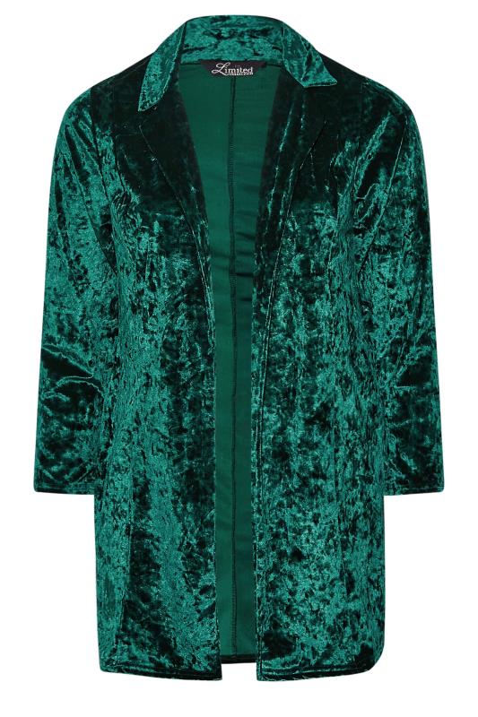 LIMITED COLLECTION Plus Size Green Velvet Long Sleeve Blazer | Yours Clothing  6