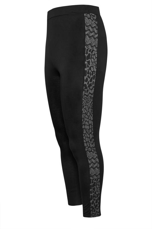 YOURS ACTIVE Plus Size Black Abstract Print Side Panel Leggings | Yours Clothing 7