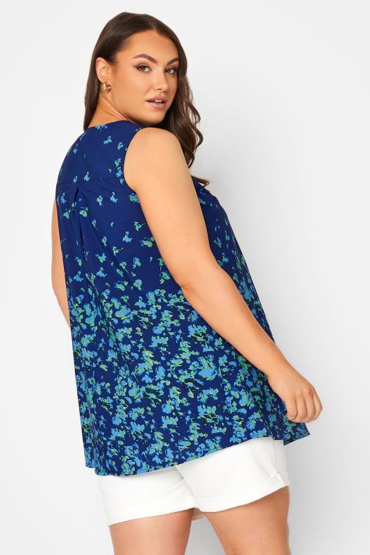 YOURS Curve Plus Size Navy Blue Floral Border Swing Top | Yours Clothing  3