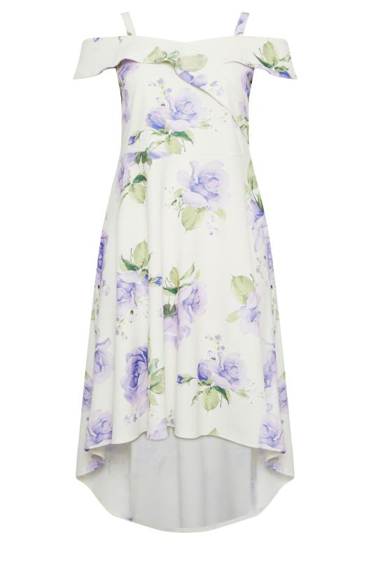 YOURS LONDON Plus Size White Floral Bardot Midi Dress | Yours Clothing 6