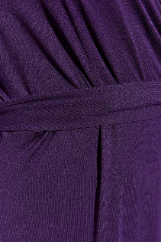 Curve Purple Long Flare Sleeve Wrap Dress 5