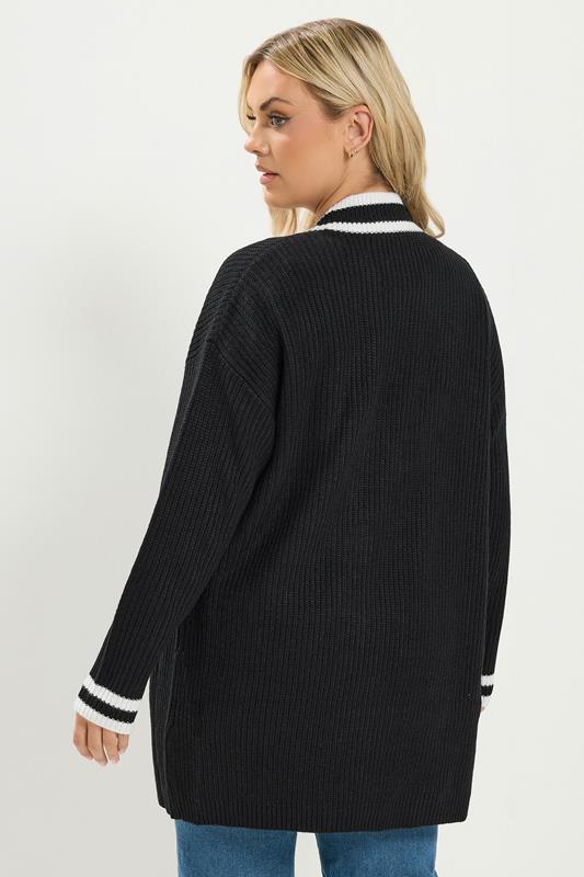 YOURS Plus Size Black Contrast Edge Cardigan | Yours Clothing 2