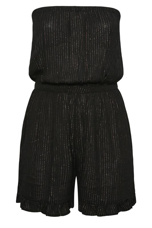 YOURS Plus Size Black Stripe Bandeau Playsuit | Yours Clothing 6