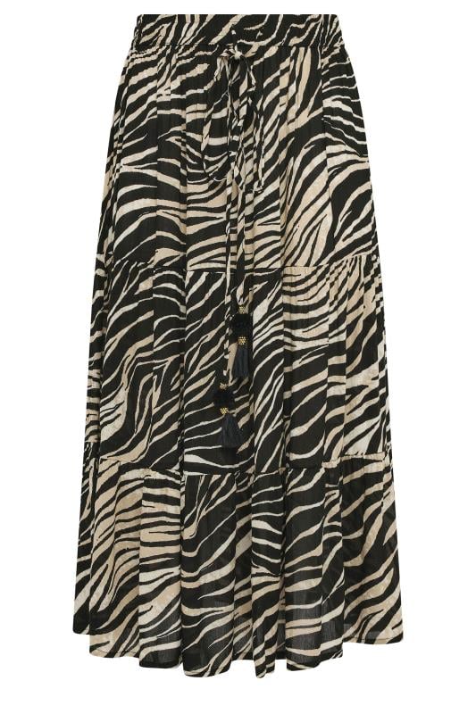 YOURS Plus Size Black Animal Print Tiered Beach Skirt | Yours Clothing 5