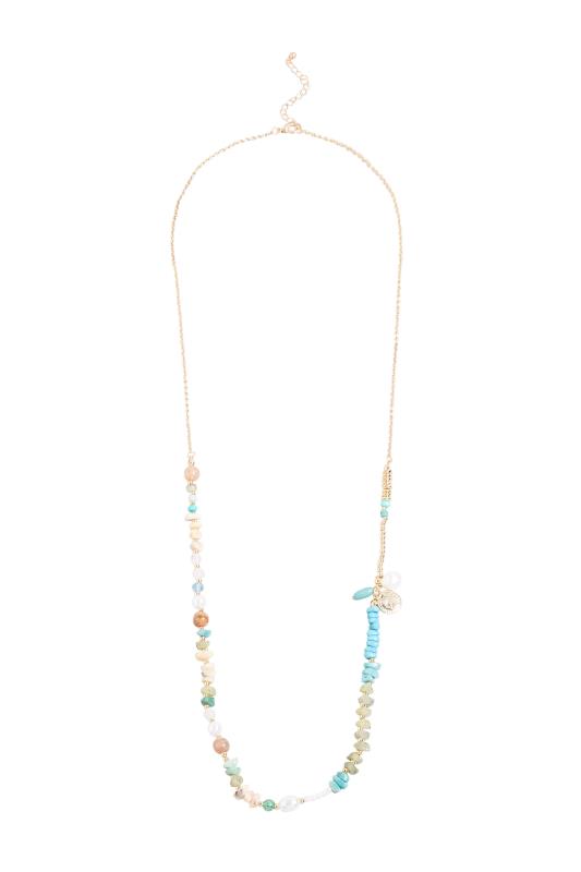 Gold Mixed Stone Long Necklace 4